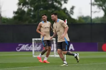 Lionel Messi en el entrenamiento argentino