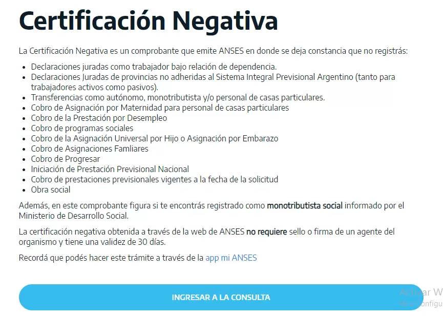 Certificacin Negativa de ANSES