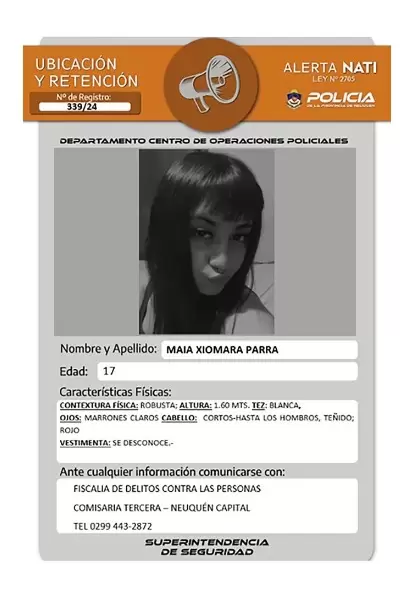 Maia Xiomara Parra, adolescente desaparecida en Neuqun