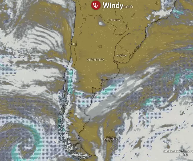 Captura de pantalla de la plataforma del estado del tiempo de Windy a las 09.47 del martes 2 de julio de 2024.