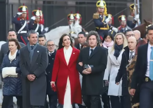 Javier Milei y Victoria Villarruel llegando al Tedeum.