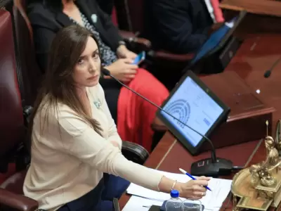 La vicepresidenta de la Nacin y titular del Senado, Victoria Villarruel, enojada con diputados de su partido. /