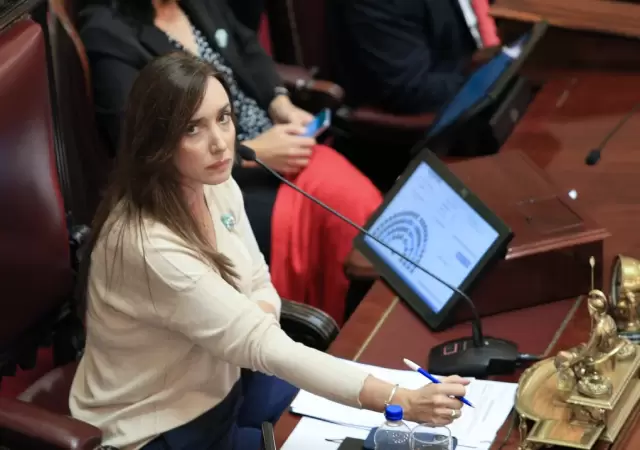 La vicepresidenta de la Nacin y titular del Senado, Victoria Villarruel, enojada con diputados de su partido. /