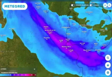 El modelo ECMWF prev lluvias de variada intensidad en el centro del pas a partir del viernes.