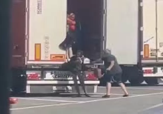 La actitud brutal del camionero qued grabada en un video.