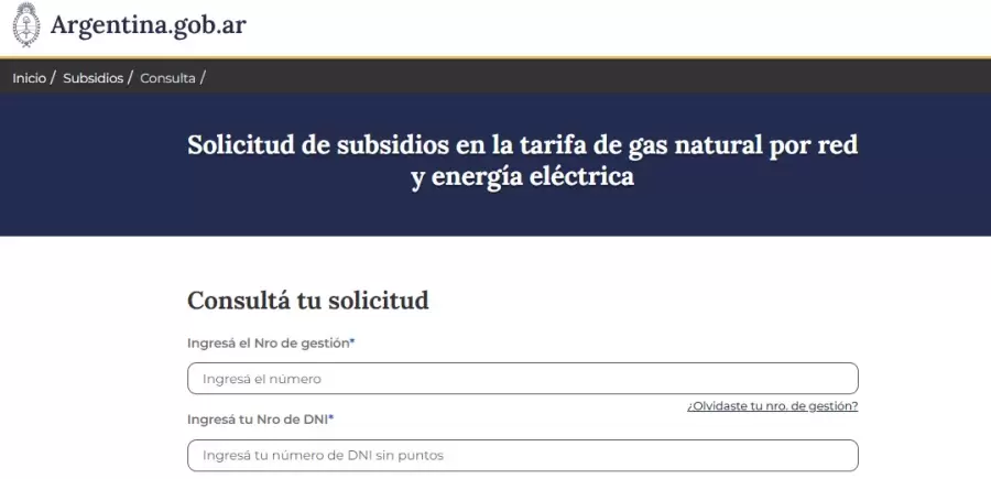 Solicitud de subsidios en la tarifa de gas natural por red y energa elctrica.