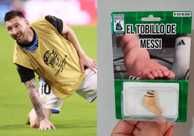 Se trata de un llavero con el tobillo hinchado de Lionel Messi.
