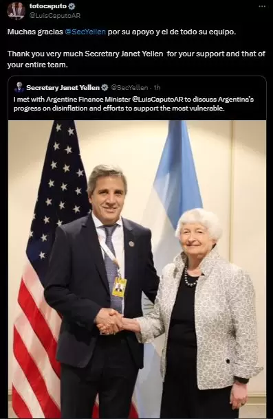 Luis Caputo y Janet Yellen