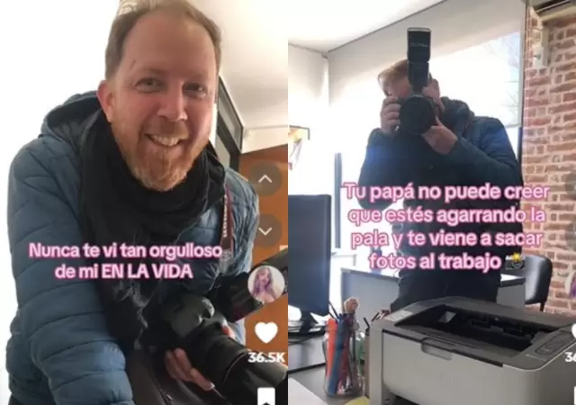 Cay� con una c�mara al trabajo de su hija.