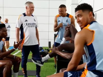 Vinicius, Ancelotti, MBape y Bellingham.