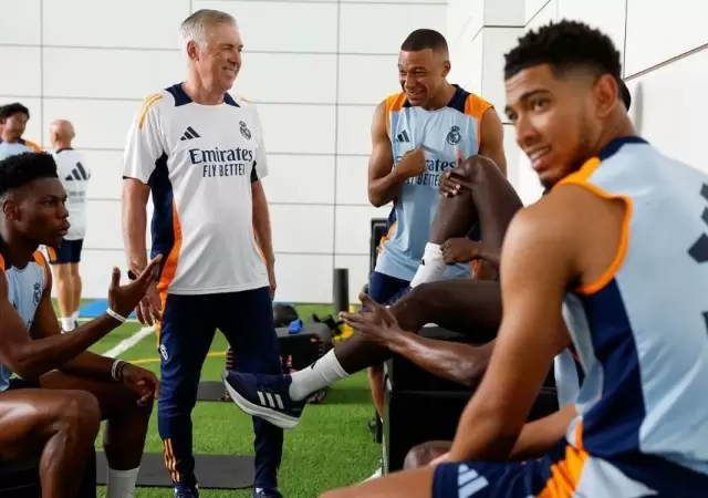 Vinicius, Ancelotti, MBape y Bellingham.