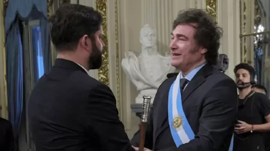 Javier Milei y Boric en diciembre de 2023