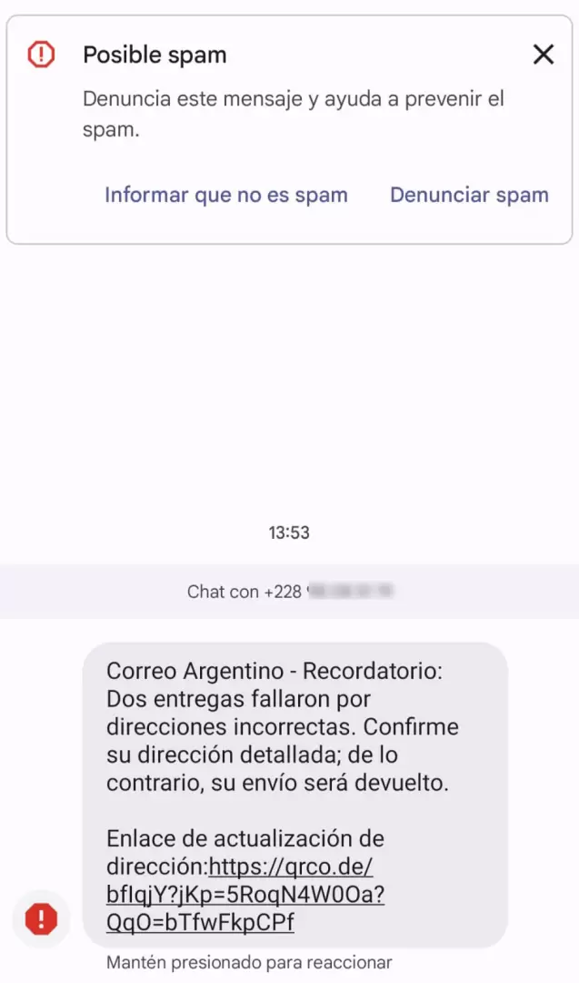 El mensaje peligroso que puede llegar a tu telfono celular