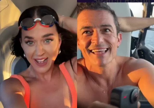 Katy Perry y Orlando Bloom se lanzan desde un helicptero al ocano en Cerdea.