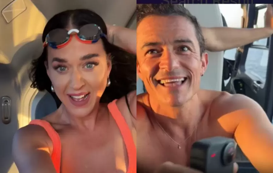 Katy Perry y Orlando Bloom se lanzan desde un helicptero al ocano en Cerdea.