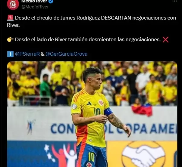 Sobre la llegada de James Rodrguez a River