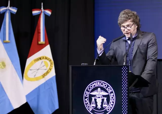 Javier Milei dej frases tajantes en el 140 Aniversario de la Bolsa de Comercio de la Ciudad de Rosario.