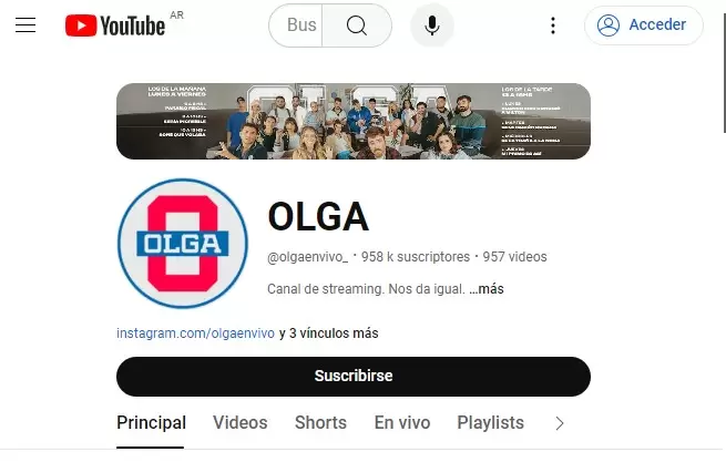 Canal de Youtube de Olga