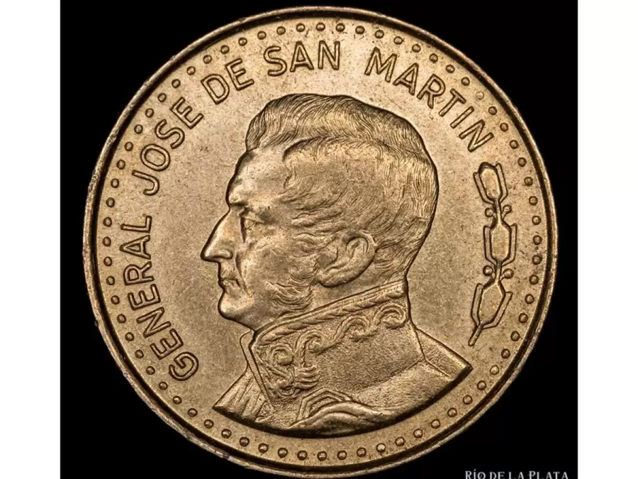 El general San Martn aparece en las monedas de 100 pesos Ley 18.188-