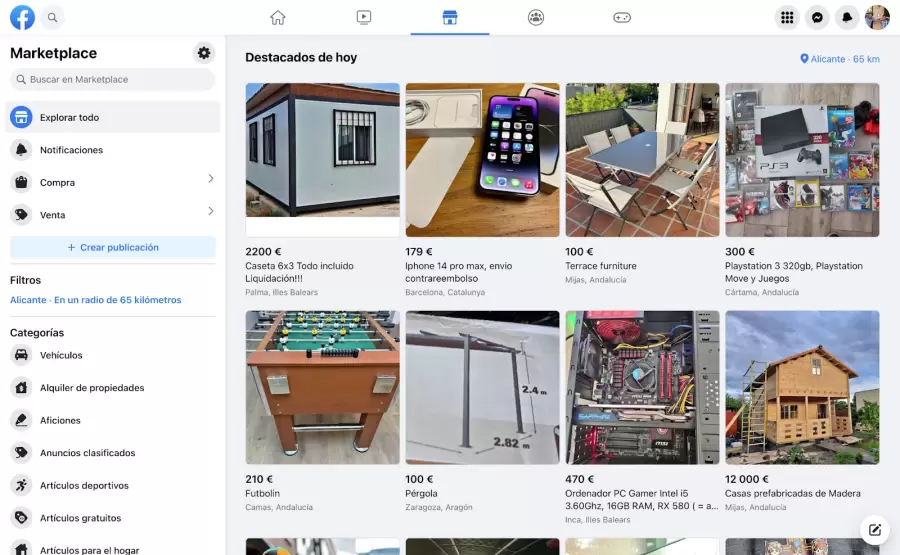 Marketplace es la plataforma de Facebook para comprar y vender articulos en tu zona.