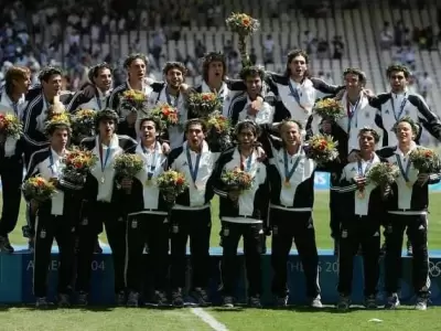 La Seleccin que festejaba en Atenas.