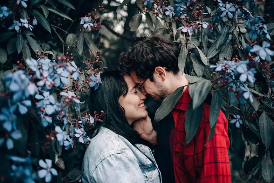 Hombre Y Mujer, Posicin, Debajo, rbol Floreciente