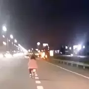 Una nia fue escoltada por automovilistas cuando pedaleada sola por la Panamericana