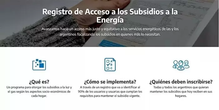 Registro de acceso a subsidios