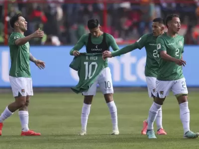 Ramiro Vaca festeja su golazo de apertura ante Venezuela.