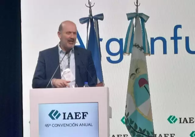 Federico Sturzenegger disertando en la IAEF.