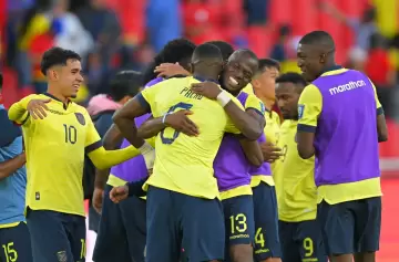 La celebracin de los ecuatorianos tras el triunfo ante Per