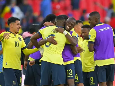 La celebracin de los ecuatorianos tras el triunfo ante Per