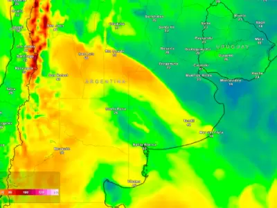 Rfagas de viento asociadas al frente fro pronosticadas por el ECMWF para la tarde de este mircoles 11 de septiembre.