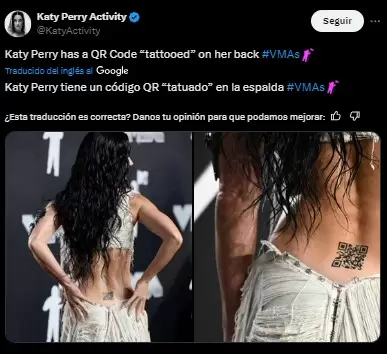 Repercusin en redes sociales sobre el QR de Perry.