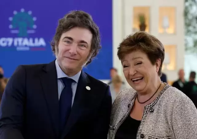 Javier Milei junto a Kristalina Georgieva