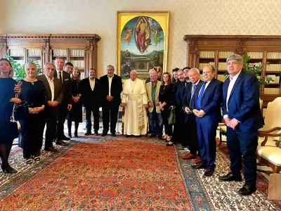 El papa Francisco con representantes de la CGT.