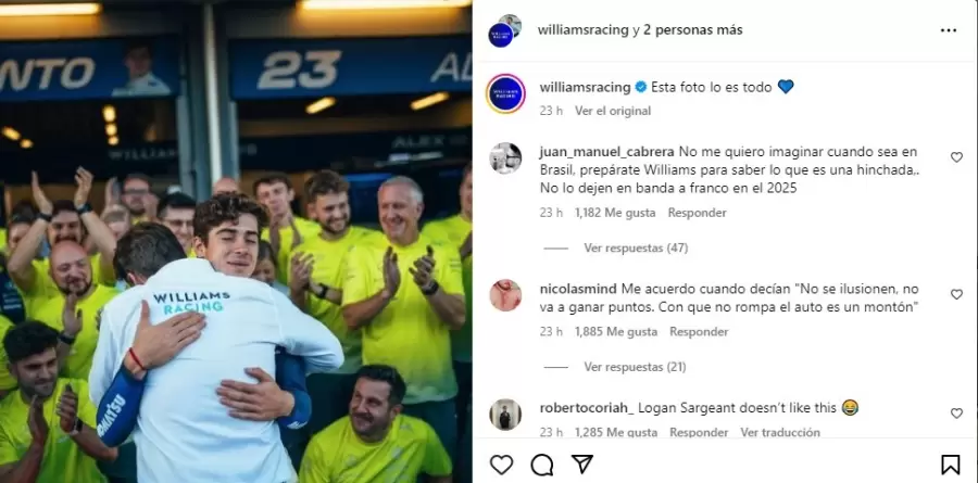 James Vowles, jefe de Williams felicit a Franco Colapinto