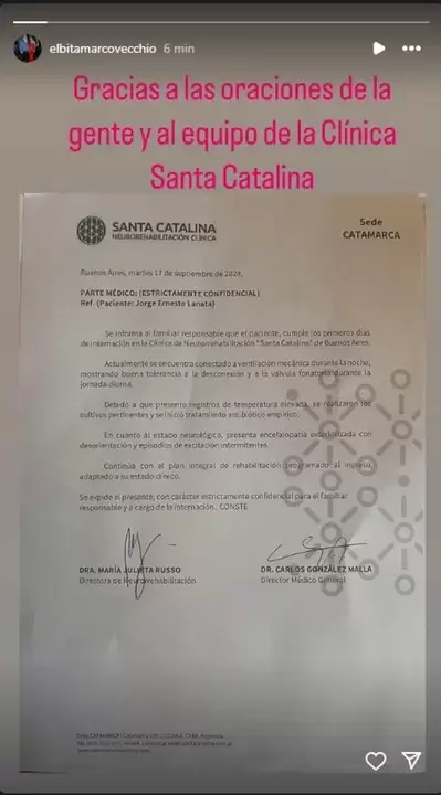 Parte mdico de Jorge Lanata