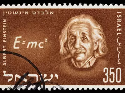 Estampilla con el rostro de Albert Einstein