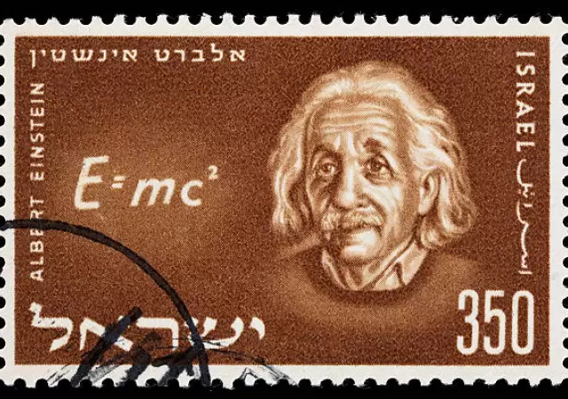 Estampilla con el rostro de Albert Einstein