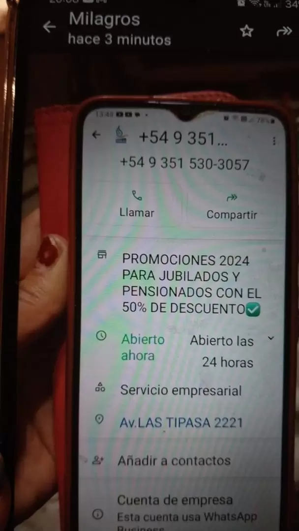 Los mensajes al celular prometiendo beneficios de la empresa de gas.