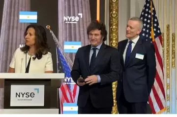 Javier Milei dio un discurso ante inversores y autoridades de la Bolsa de Nueva York.