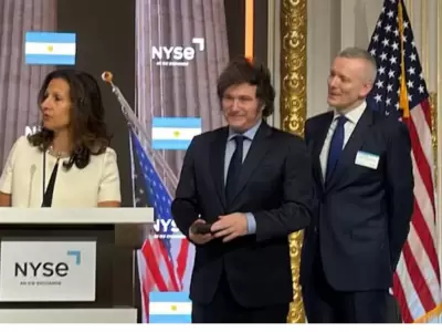 Javier Milei dio un discurso ante inversores y autoridades de la Bolsa de Nueva York.