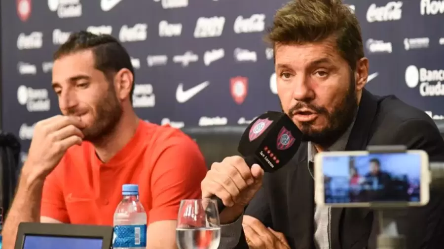 Ignacio Piatti junto a Marcelo Tinelli, cuando concret su vuelta a San Lorenzo