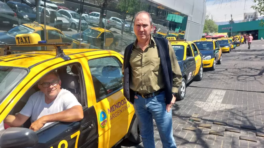 Los taxis protestan por la situaci�n de su trabajo