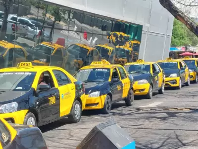 Los taxis protestan por la situaci�n de su trabajo