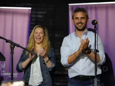 Karina Milei junto al titular de la C�mara de Diputados, Mart�n Menem en el acto de Santiago del Estero. Foto: Presidencia de la Naci�n