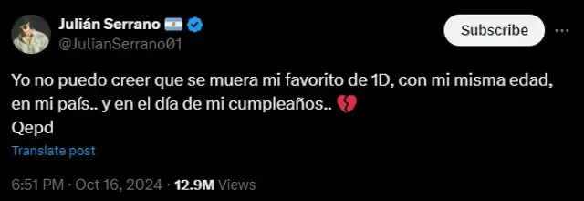 Captura de pantalla de Twitter (X)