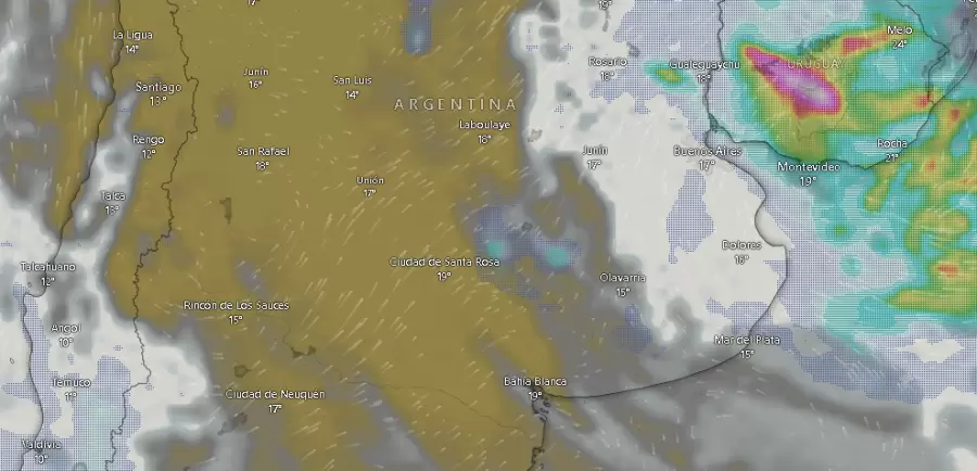 La gran masa de inestabilidad meteorol�gica que castig� al centro de Argentina durante el mi�rcoles ya se traslad� hacia Uruguay.