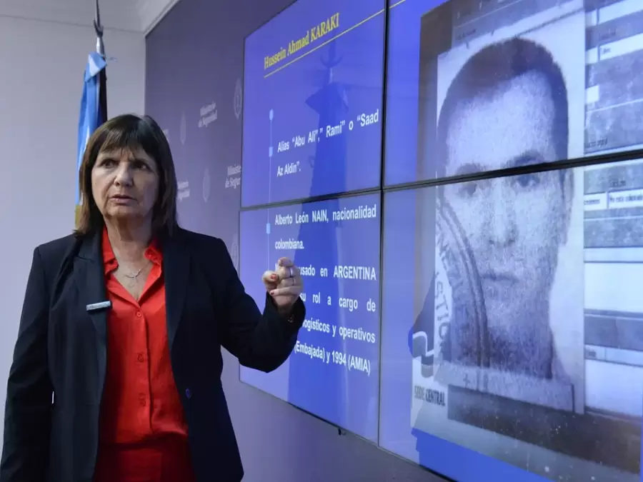 La ministra Patricia Bullrich, en la conferencia de prensa.